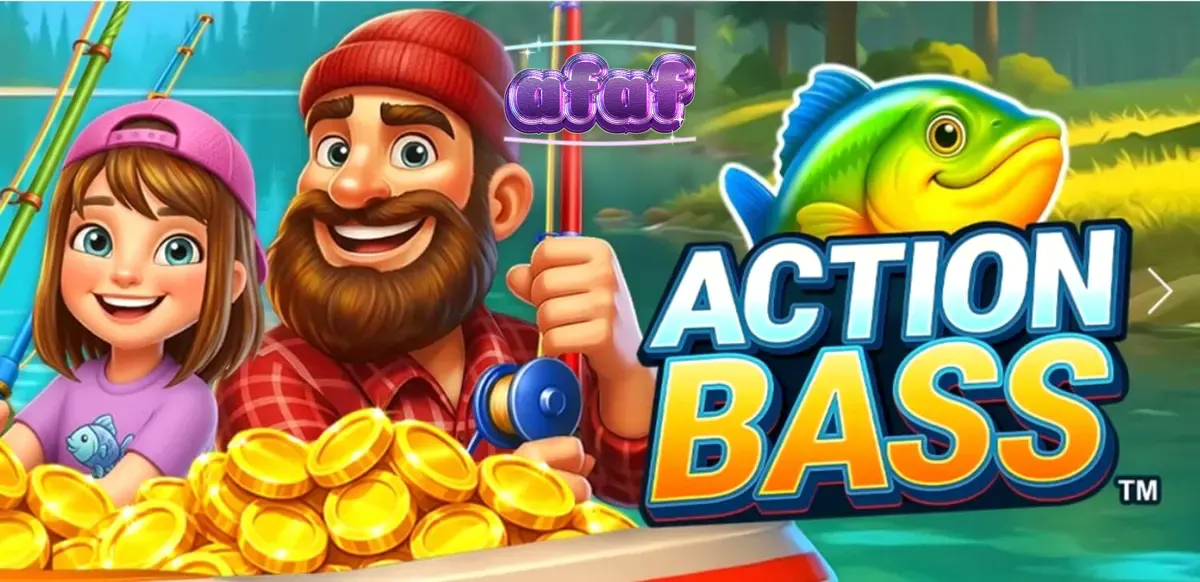 Tampilan antarmuka game slot Action Bass di layar ponsel pintar